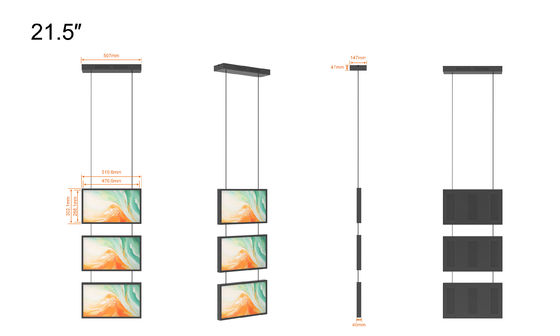 18.5'' High Brightness Multi-Screen Hanging Window Display with RK3568 Android 11 (RK3288, RK3588, Single Media Player optional)