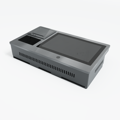 10.1" touch kiosk NFC RFID card reader IP65 pure flat surface aluminum front bezel bulit-in camera and thermal printer face recognition