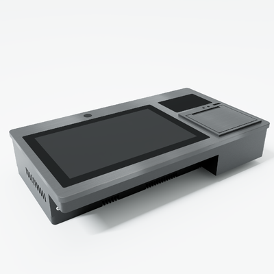 10.1" touch kiosk NFC RFID card reader IP65 pure flat surface aluminum front bezel bulit-in camera and thermal printer face recognition