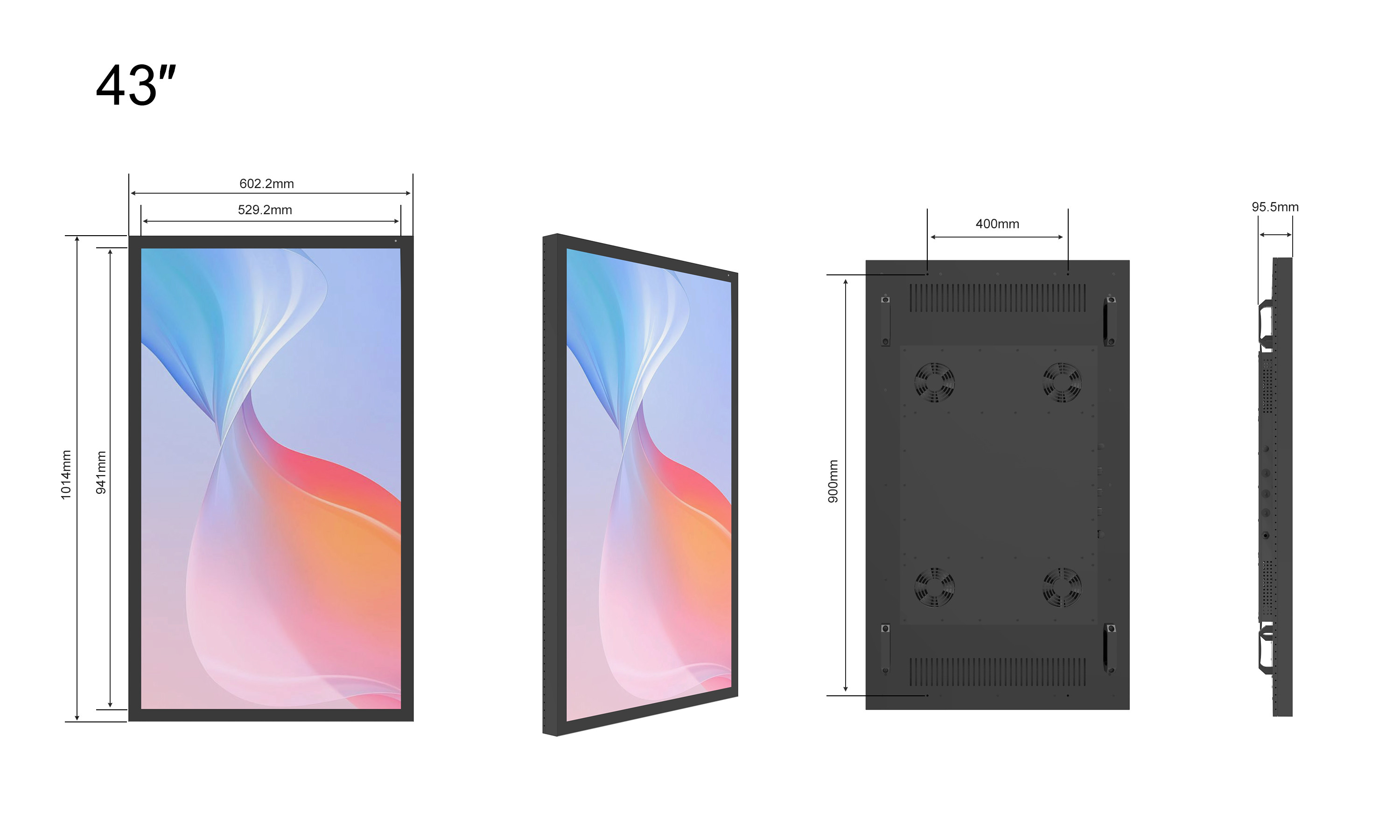 43'' Outdoor LCD Display IP65-Rated Water Proof Full Outdoor Display ...