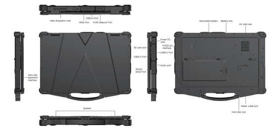 400nits Rugged Portable Computer 13.3" Laptop 10hrs Indurance For Automotive Industry