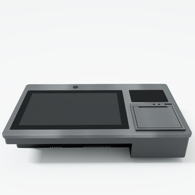 10.1" touch kiosk NFC RFID card reader IP65 pure flat surface aluminum front bezel bulit-in camera and thermal printer face recognition